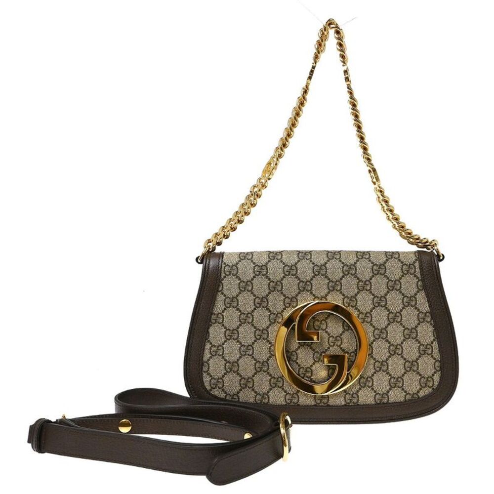 Gucci Blondie Nm Chain Flap Gg Coated Canvas Beige Canvas Handbag